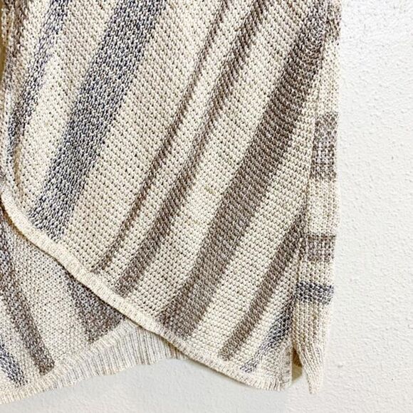Anthro | Sparrow Sleeveless Vest Cotton Linen Blend Cream Gray Stripe Sweater XS - Picture 5 of 6